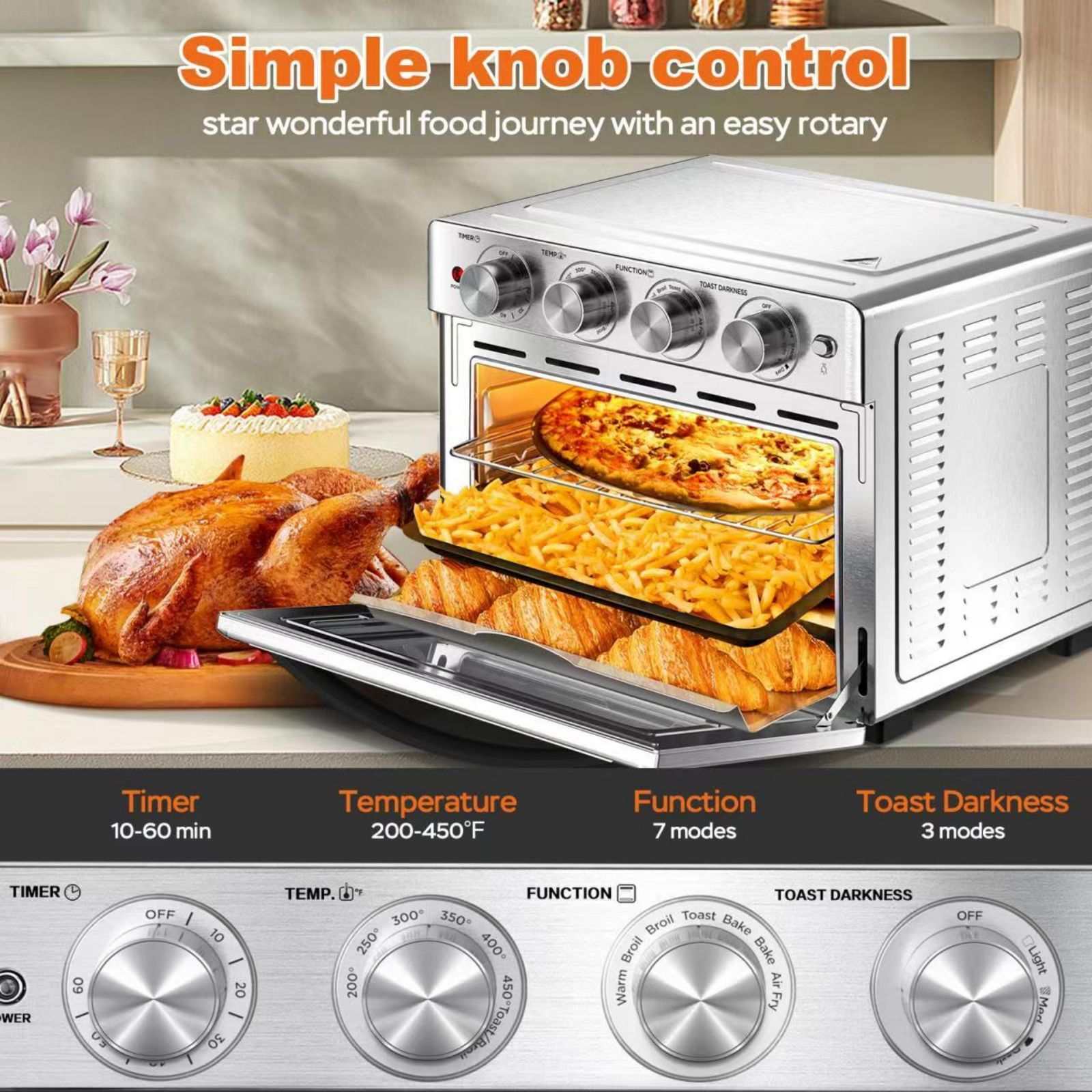 Geek Chef Air Fryer 6 Slice 26QT 26L Air Fryer Fry
