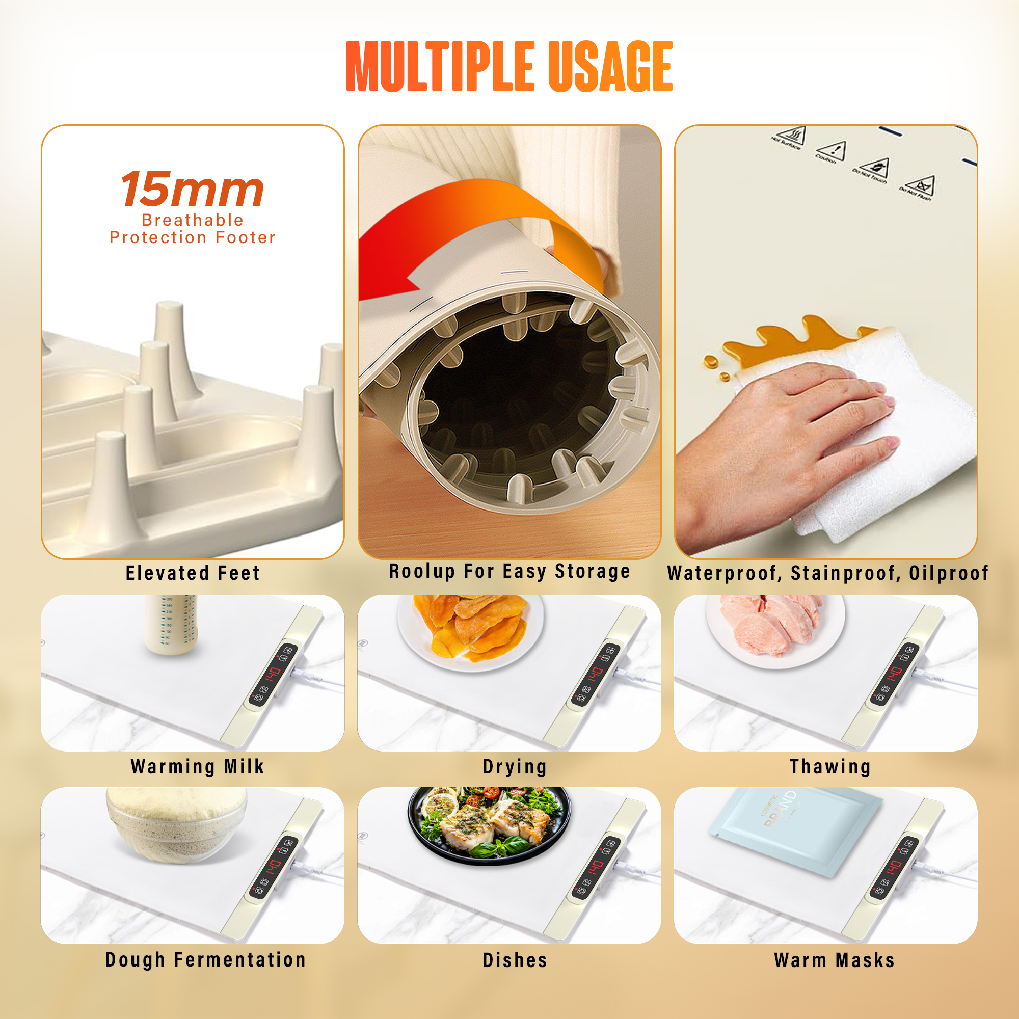 Holiday-Ready Warming Mat – Fast Heat, Child Lock & Timer for Buffets & Family Gatherings