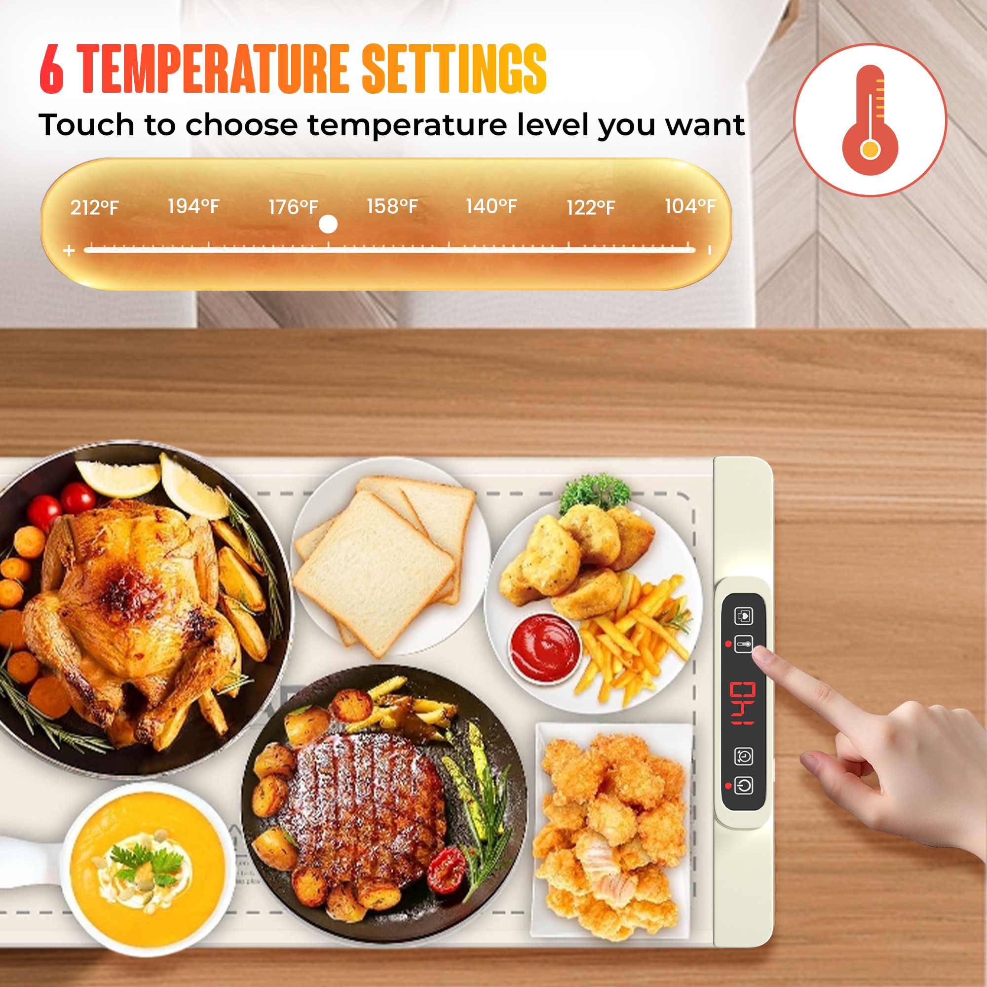 Holiday-Ready Warming Mat – Fast Heat, Child Lock & Timer for Buffets & Family Gatherings