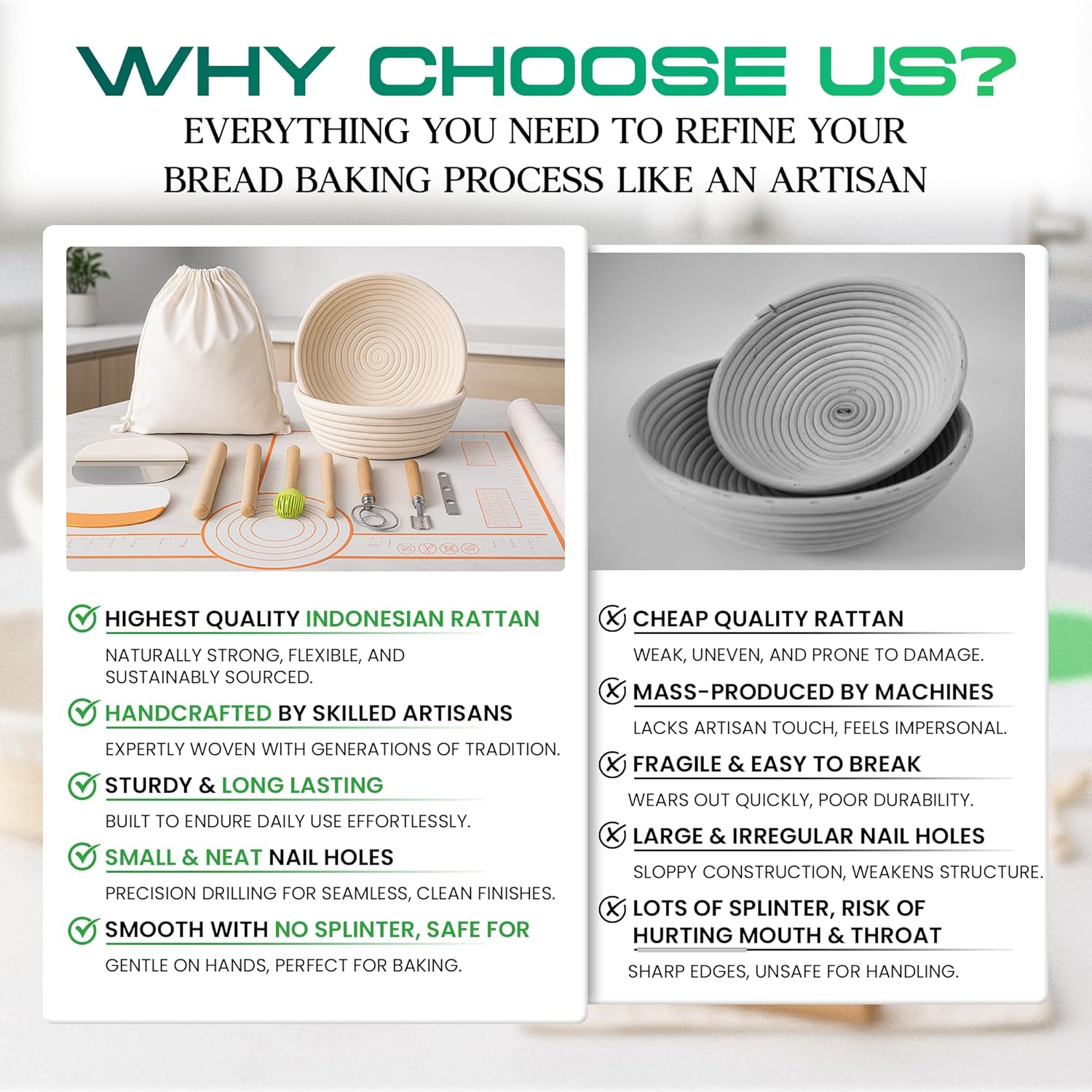 RIOTGRIT Banneton Bread Proofing Basket Set, 9" Round & 10" Oval Bread Baskets with Liners, Sourdough Starter Kit, Bread Making Tools, Natural Rattan Dough Proofing Bowls for Artisan & Home Bakers